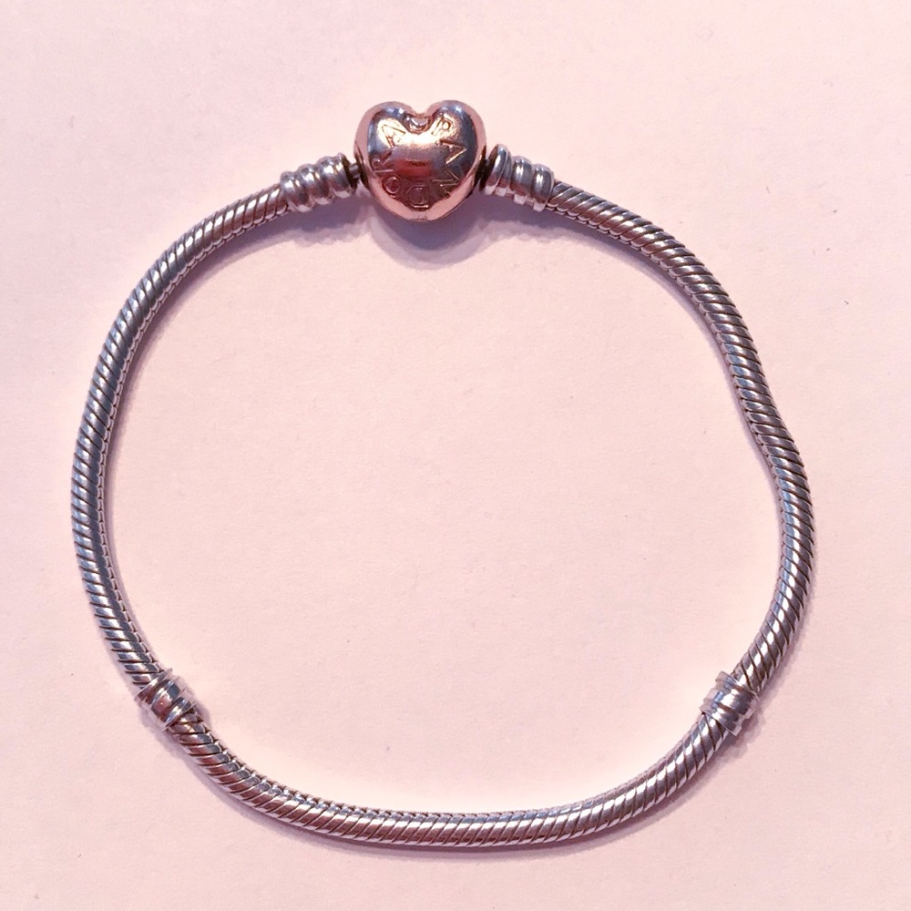 Pandora Bracelet with Rose Gold Heart Clasp